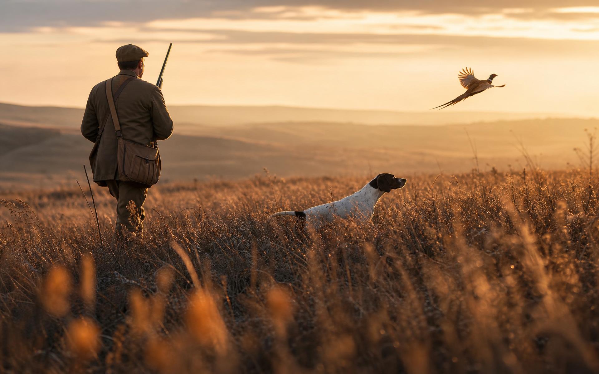 Pheasant hunt at dawn on a Back40 estate